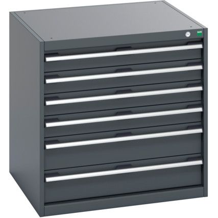 40028102.77V CABINET 6 DRAWERS 75KG UDL PER DRAWER SHELF DARK GREY