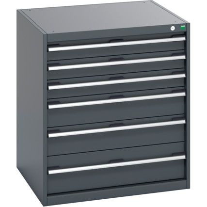 40028115.77V CABINET 6 DRAWERS 75KG UDL PER DRAWER SHELF DARK GREY