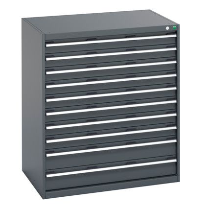 40029033.77V CABINET 10 DRAWERS 75KG UDL DRAWER SHELF DARK GREY