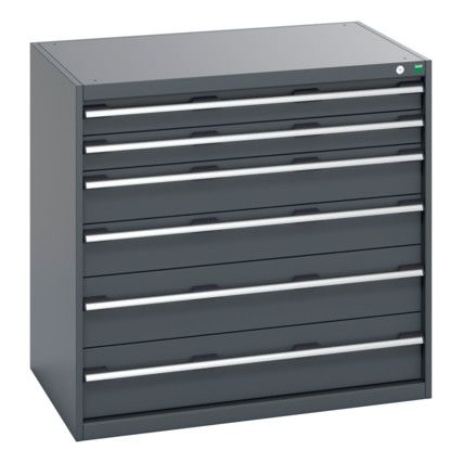 40029107.77V CABINET 6 DRAWERS 75KG UDL PER DRAWER SHELF DARK GREY