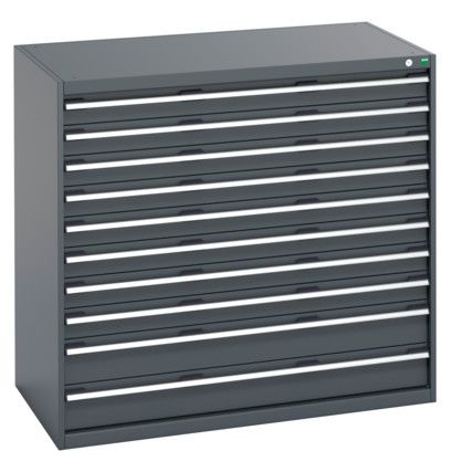 40030025.77V CABINET 10 DRAWERS 75KG UDL DRAWER SHELF DARK GREY