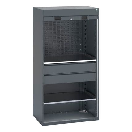 40201023.77V CUPBOARD 2XSHLVS 2X175 DRWS 2XLOUVRE PANELS DARK GREY