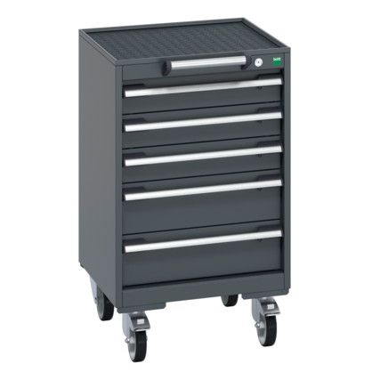 40402132.77V MOBILE CABINET 5 DRAWERS & TRAY MAT DARK GREY