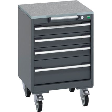 40402134.77V MOBILE CABINET 4 DRAWERS & LINO WORK DARK GREY