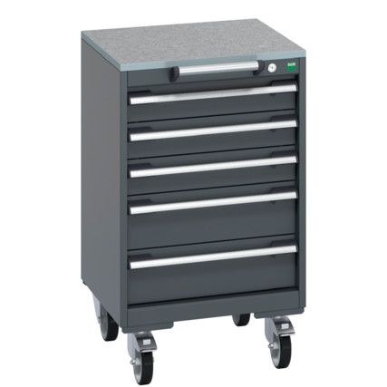 40402138.77V MOBILE CABINET 5 DRAWERS & LINO WORK DARK GREY