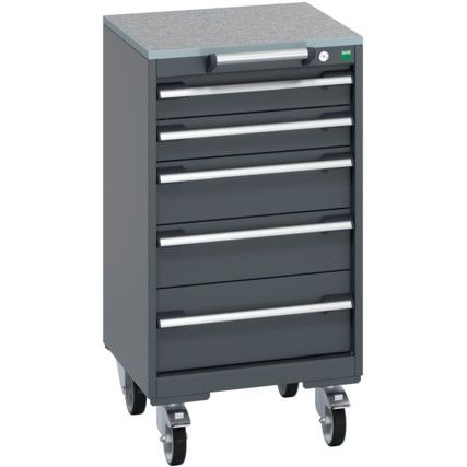 40402140.77V MOBILE CABINET 5 DRAWERS & LINO WORK DARK GREY