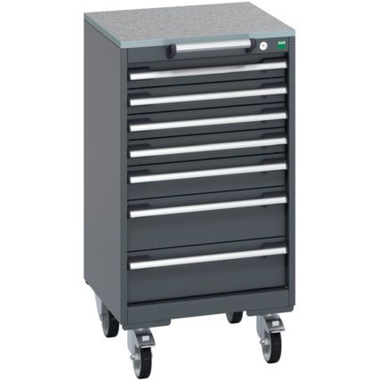 40402142.77V MOBILE CABINET 7 DRAWERS & LINO WORK DARK GREY