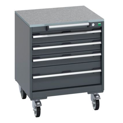 40402144.77V MOBILE CABINET 4 DRAWERS & LINO WORK DARK GREY