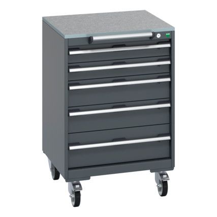 40402150.77V MOBILE CABINET 5 DRAWERS & LINO WORK DARK GREY