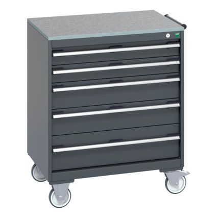 40402158.77V MOBILE CABINET 5 DRAWERS & LINO WORK DARK GREY