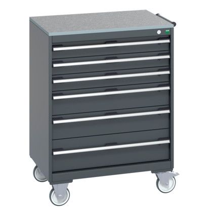 40402160.77V MOBILE CABINET 6 DRAWERS & LINO WORK DARK GREY