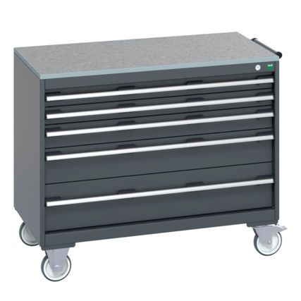 40402164.77V MOBILE CABINET 5 DRAWERS & LINO WORK DARK GREY