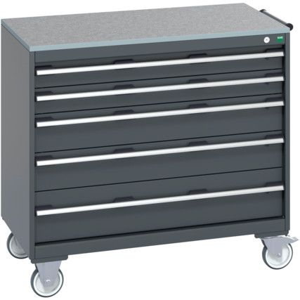 40402166.77V MOBILE CABINET 5 DRAWERS & LINO WORK DARK GREY