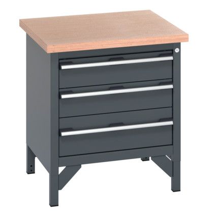 41002010.77V WORKBENCH (MPX) 3 DRAWERS  DARK GREY