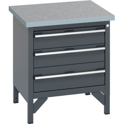 41002012.77V WORKBENCH (LINO) 3 DRAWERS  DARK GREY