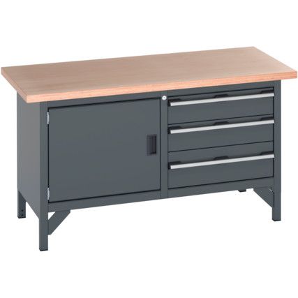 41002025.77V WORKBENCH (MPX) CUPBOARD 3 DRAWER  DARK GREY