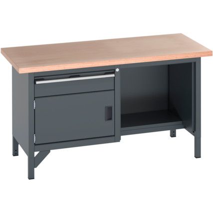 41002037.77V WORKBENCH (MPX) 1 DRAWER 1 CUPBOARDS 1 SHELF DK GREY