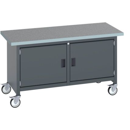 41002099.77V MOBILE WORKBENCH (LINO) 2 CUPBOARDS DARK GREY