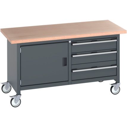 41002100.77V MOBILE WORKBENCH (MPX) CUPBOARD  3 DRAWERS DARK GREY