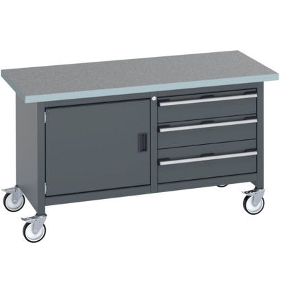 41002102.77V MOBILE WORKBENCH (LINO) CUPBOARD  3 DRAWERS DARK GREY