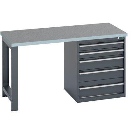 41003135.77V WORKBENCH (LINO) 5 DRAWER CABINET DARK GREY