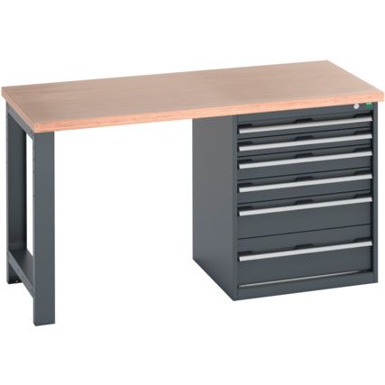 41003139.77V WORKBENCH (MPX) 6 DRAWER CABINET DARK GREY