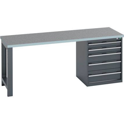 41003231.77V WORKBENCH (LINO) 5 DRAWER CABINET DARK GREY