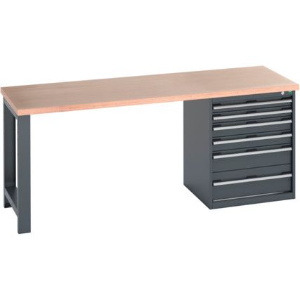 41003235.77V WORKBENCH (MPX) 6 DRAWER CABINET DARK GREY