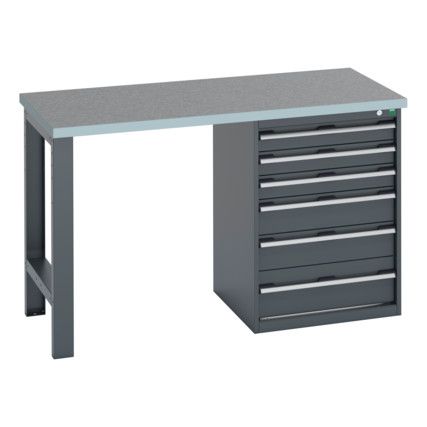 41003493.77V WORKBENCH (LINO) 6 DRAWER CABINET DARK GREY