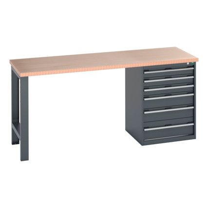 41003494.77V WORKBENCH (MPX) 6 DRAWER CABINET DARK GREY