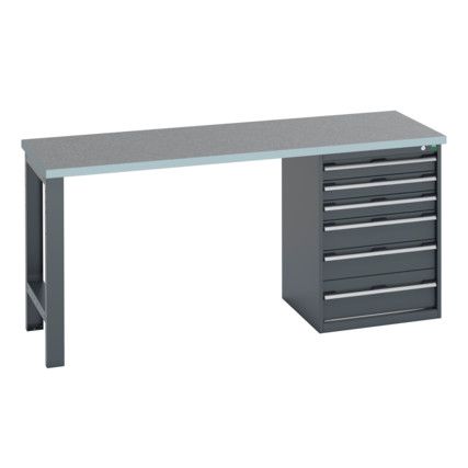 41003495.77V WORKBENCH (LINO) 6 DRAWER CABINET DARK GREY