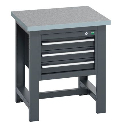 41003526.77V FRAMEWORK BENCH (LINO) 3 CABINET DARK GREY