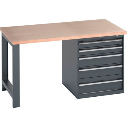 41004109.77V WORKBENCH (MPX) 5 DRAWER CABINET DARK GREY