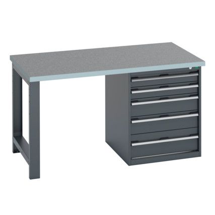 41004110.77V WORKBENCH (LINO) 5 DRAWER CABINET DARK GREY