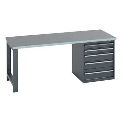 41004112.77V WORKBENCH (LINO) 5 DRAWER CABINET DARK GREY