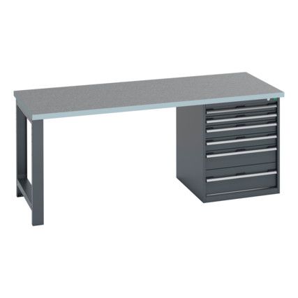 41004116.77V WORKBENCH (LINO) 6 DRAWER CABINET DARK GREY