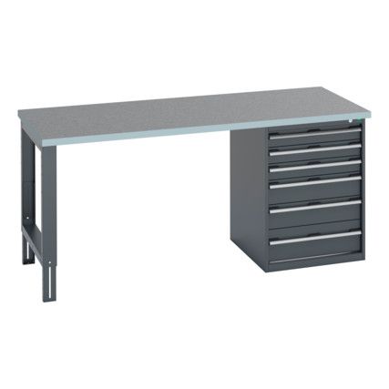 41004120.77V WORKBENCH (LINO) 6 DRAWER CABINET DARK GREY