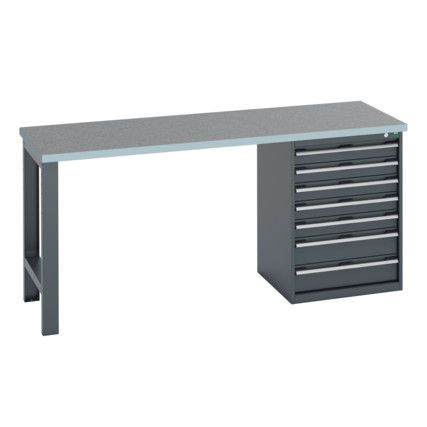 41004122.77V WORKBENCH (LINO) 7 DRAWER CABINET DARK GREY