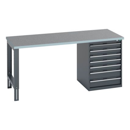 41004124.77V WORKBENCH (LINO) 7 DRAWER CABINET DARK GREY