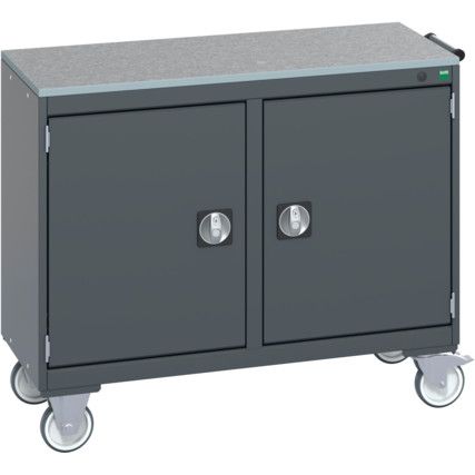 41006002.77V MOBILE DOUBLE CUPBOARD (LINO) DARK GREY