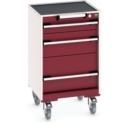 CUBIO MOBILE CABINET WITH 3 DRAWERS & TOP TRAY / MAT RAL7035/3004