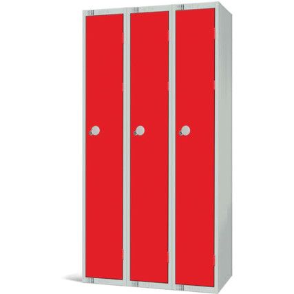 Compartment Locker, 3 Doors, Red, 1800 x 900 x 450mm, Nest of 3