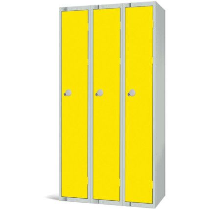 Compartment Locker, 3 Doors, Yellow, 1800 x 900 x 450mm, Nest of 3