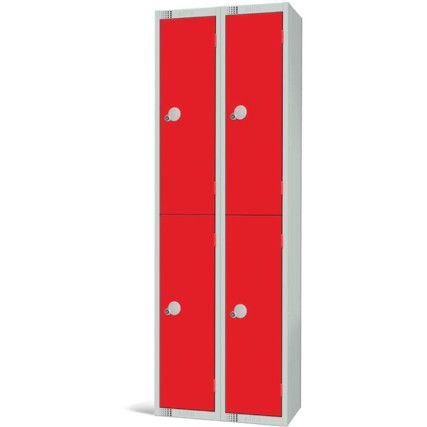 Compartment Locker, 4 Doors, Red, 1800 x 600 x 300mm, Nest of 2