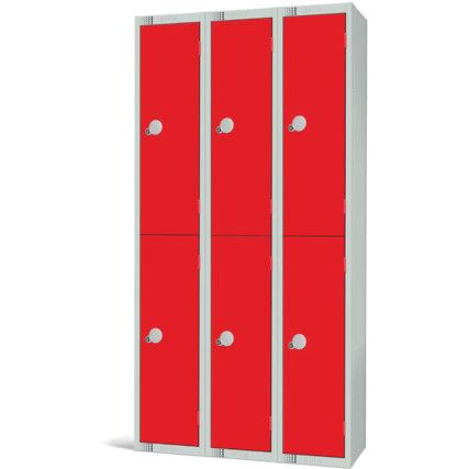 Compartment Locker, 2 Doors, Red, 1800 x 900 x 300mm, Nest of 3