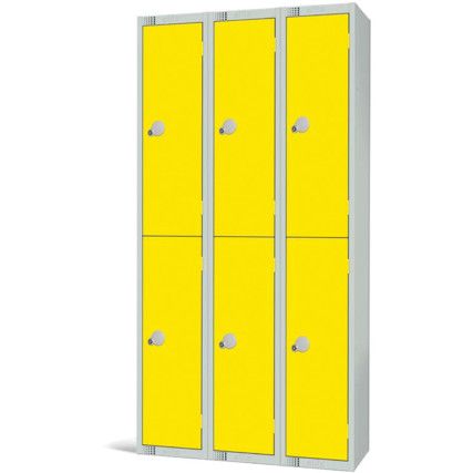 Compartment Locker, 2 Doors, Yellow, 1800 x 900 x 300mm, Nest of 3