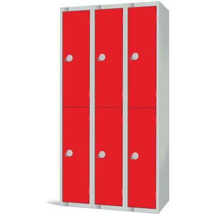 Compartment Locker, 2 Doors, Red, 1800 x 900 x 450mm, Nest of 3