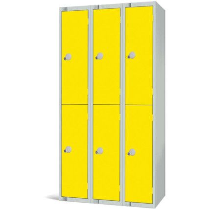 Compartment Locker, 2 Doors, Yellow, 1800 x 900 x 450mm, Nest of 3