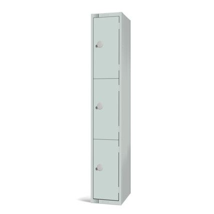 Compartment Locker, 3 Doors, Mid Grey, 1800 x 300 x 300mm