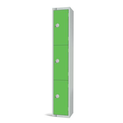 Compartment Locker, 3 Doors, Green, 1800 x 300 x 300mm